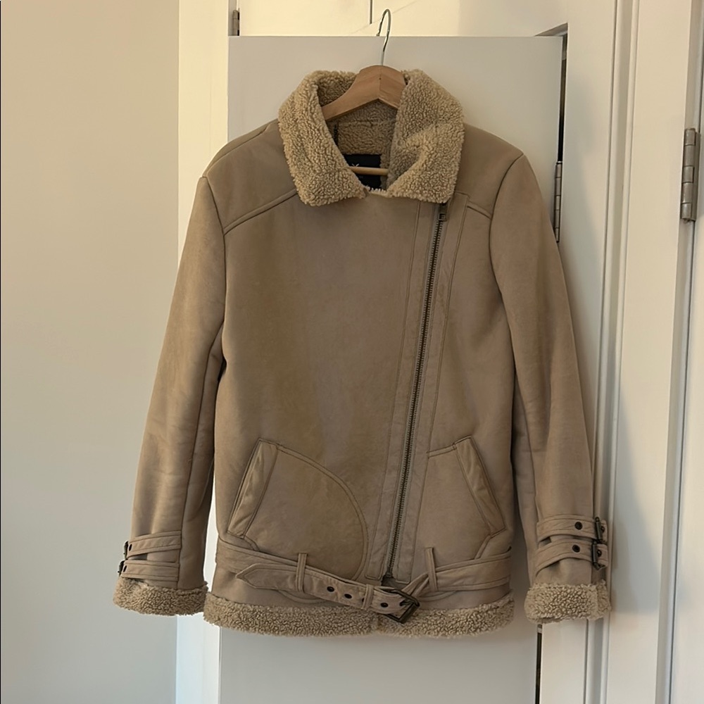 American Eagle Outfitters Tan Teddy Jacket
